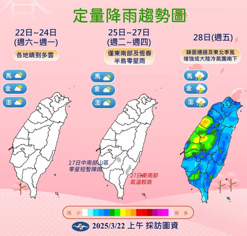 一週天氣一次看。（圖／中央氣象署）