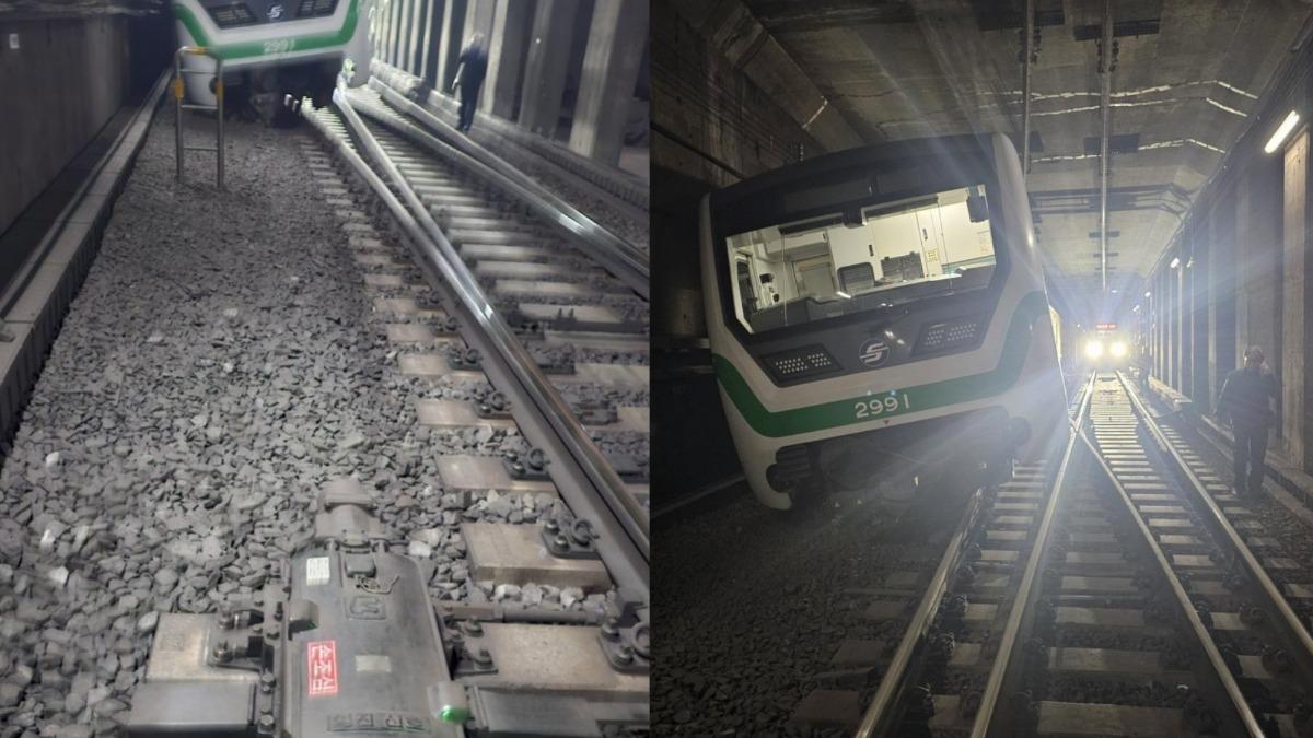 南韓首爾2號線列車脫軌!車廂嚴重傾斜 部分路線一度停駛