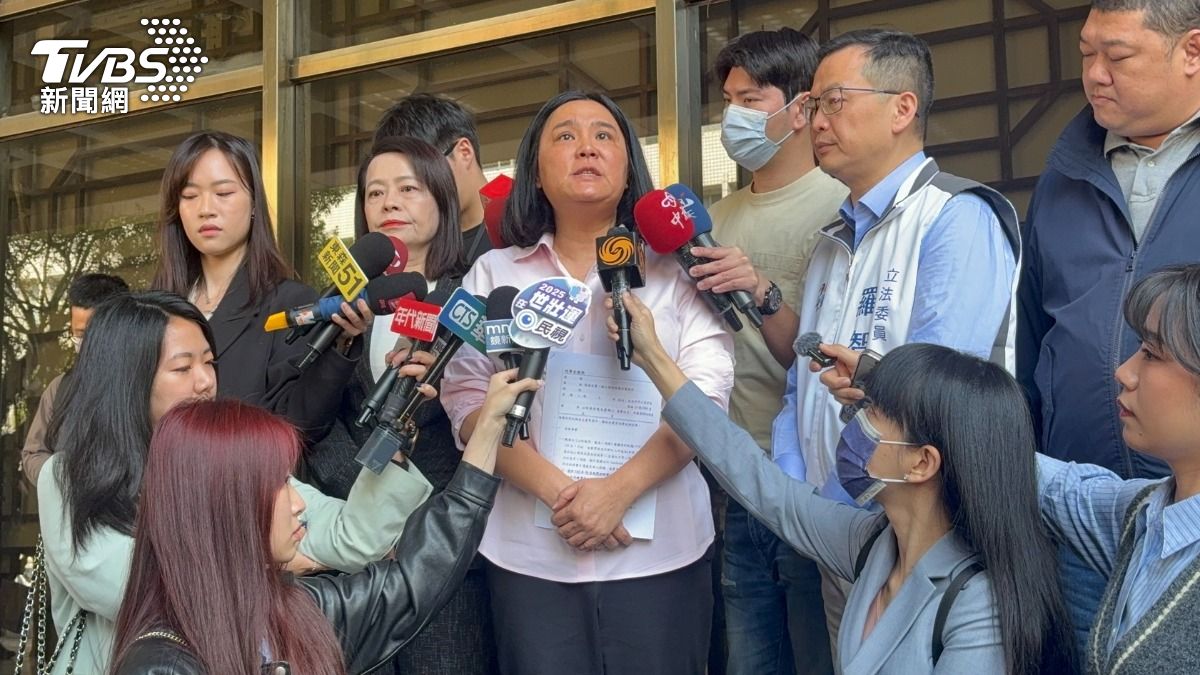國民黨立委陳玉珍、羅智強、游顥、律師簡榮宗等人具名向台北地檢署按鈴告發。(圖/潘千詩攝)