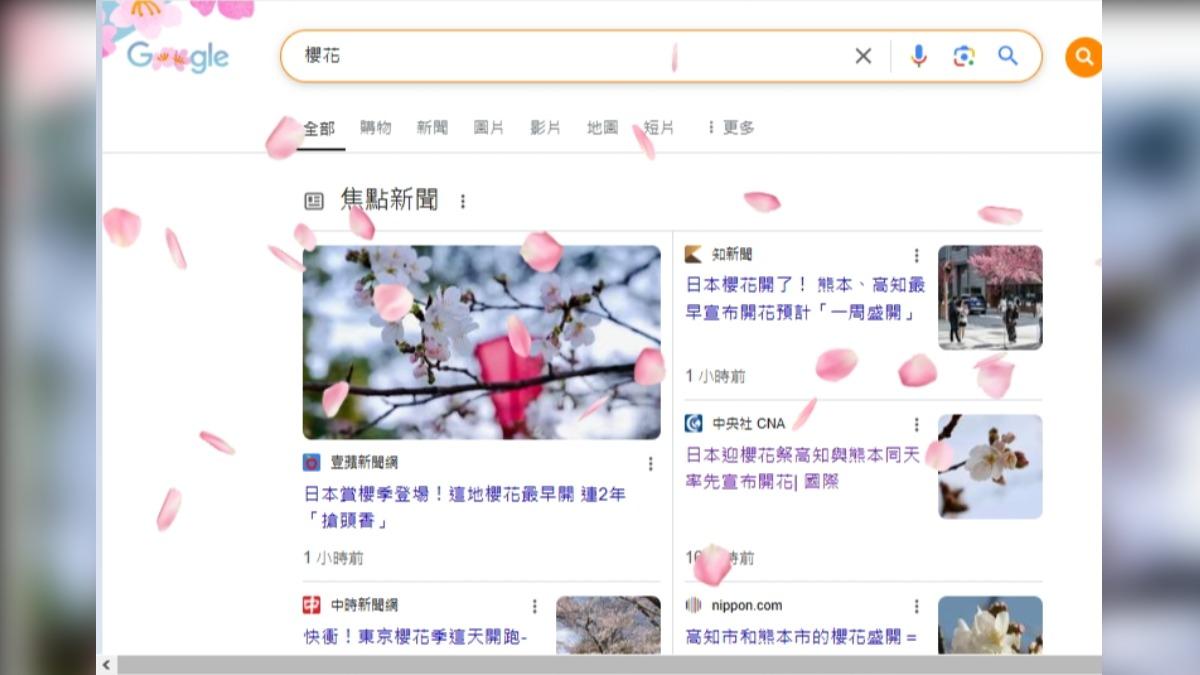 日本櫻花季登場!Google首頁藏彩蛋 搜這2字秒下浪漫櫻花雨