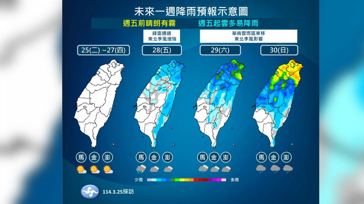 未來一週降雨預報。（圖／氣象署提供）