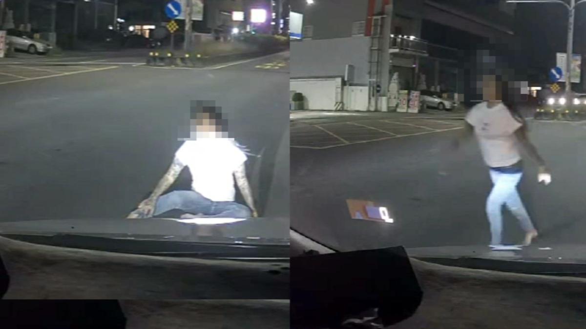 台南永康一日出現兩起行人危險闖越馬路。(圖/翻攝自社會事新聞影音)