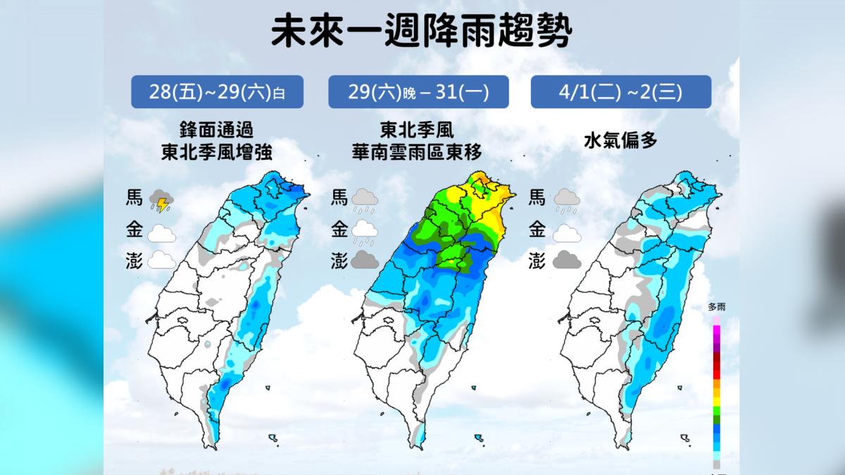 未來一週降雨趨勢。(圖/氣象署)