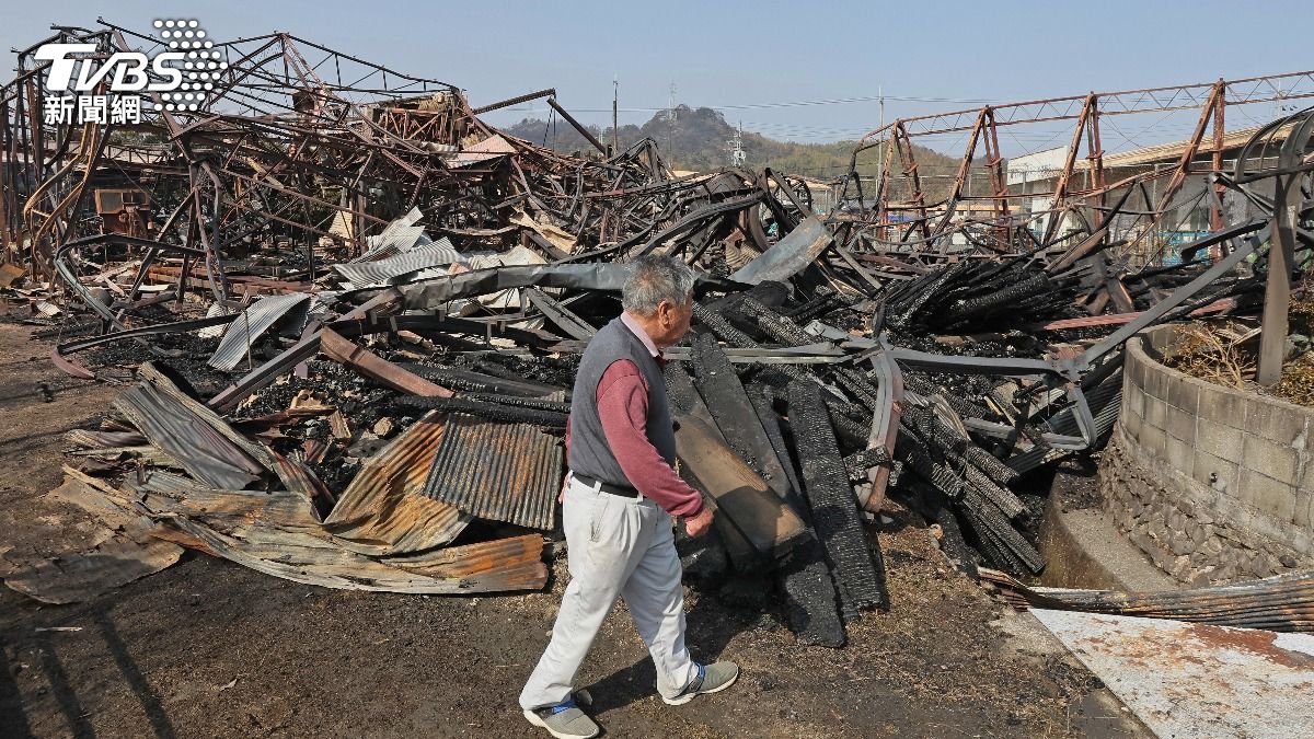 愛媛縣空氣乾燥加上強風,導致飛火亂竄,焚毀住家、倉庫。(圖/達志影像美聯社)