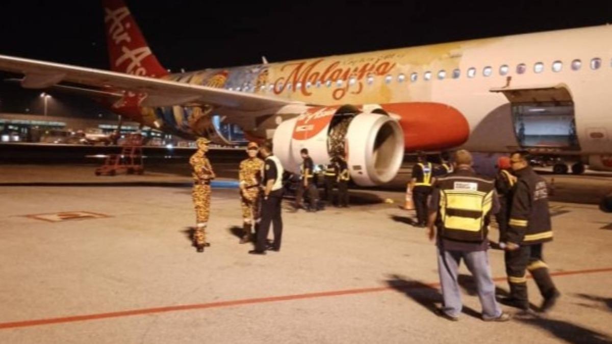 亞航空巴客機飛中國發動機突起火 機上內置系統滅火返回吉隆坡