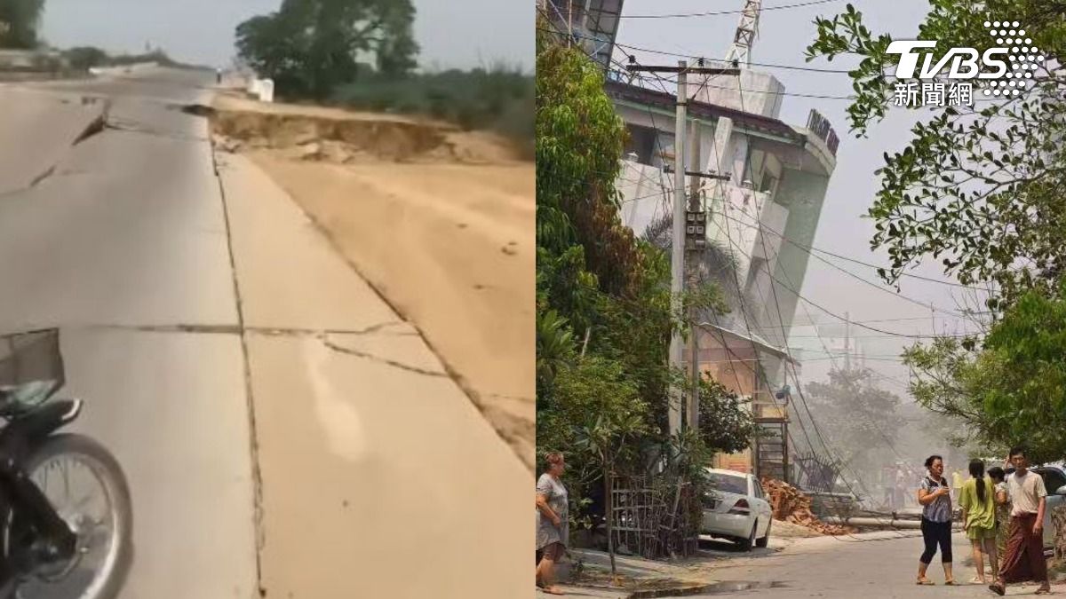 緬甸7.7強震!當地多棟建築倒塌 橋梁斷裂路面現大裂痕