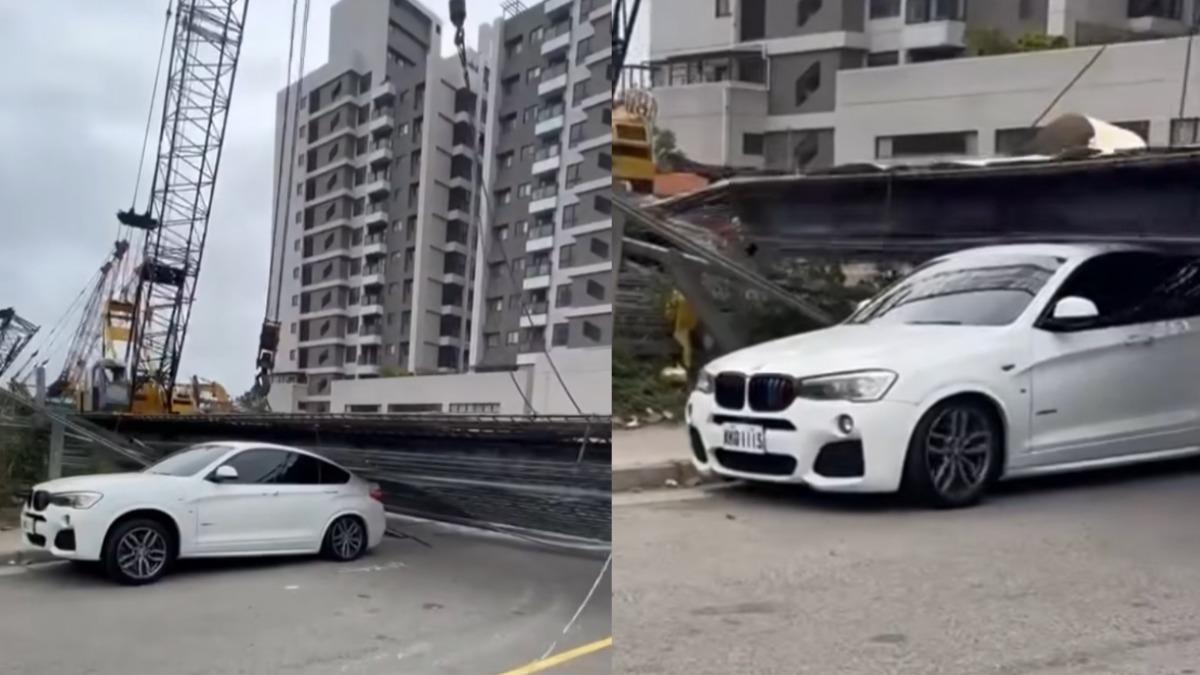 工人吊掛不慎「重砸BMW」還釀二次傷害 車原來是工地主任的