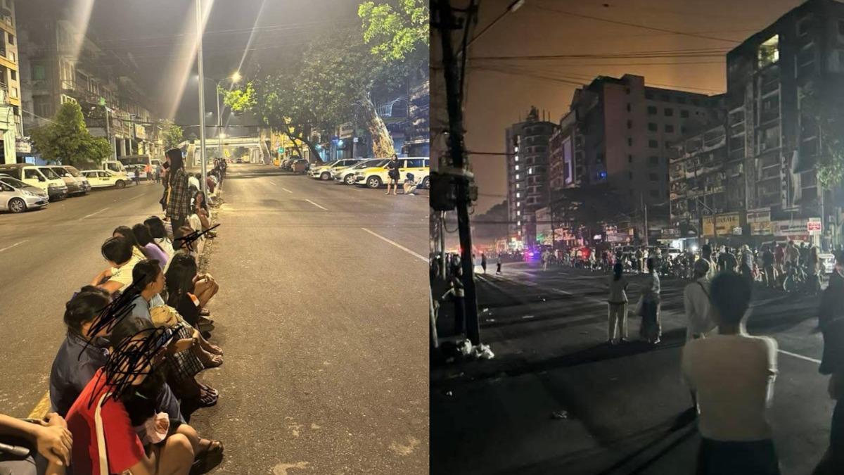 緬甸強震後謠言瘋傳今又會震!仰光民眾不敢睡 街道公園都是人
