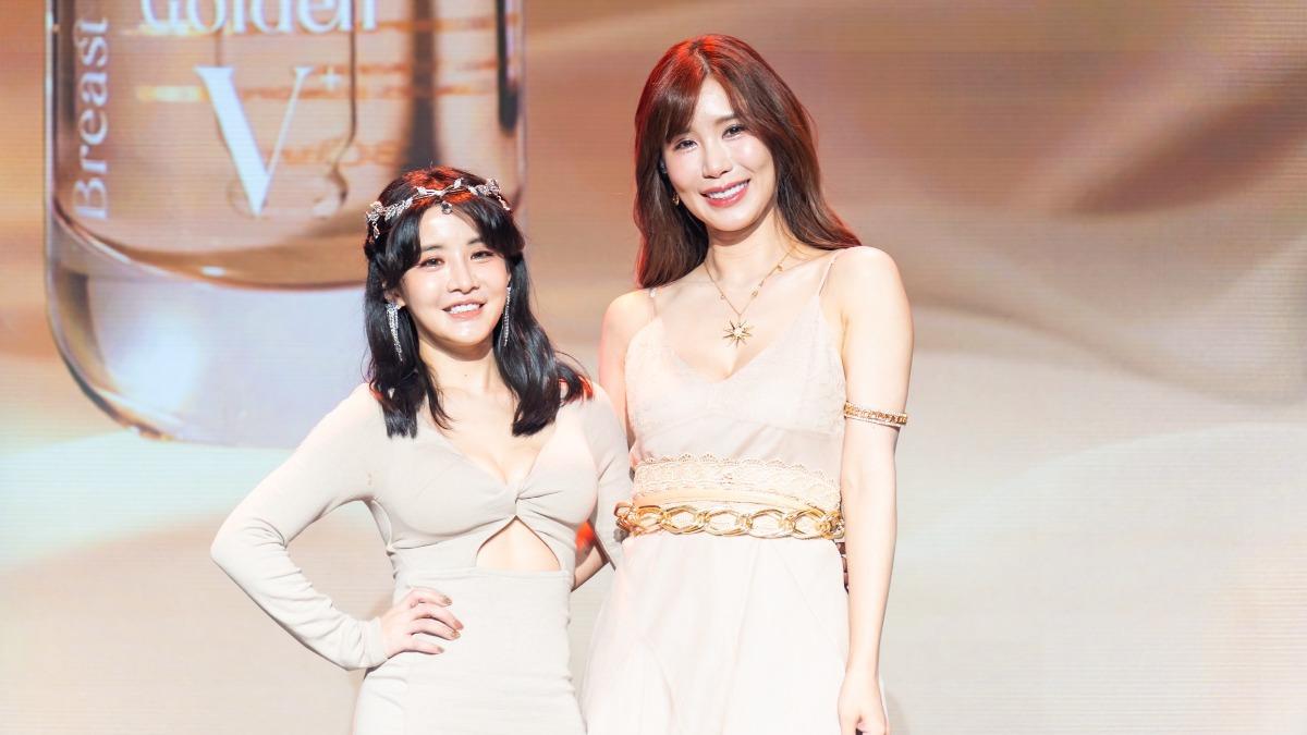 花花和沐妍出席代言記者會。(圖/FIF打歌舞台提供)