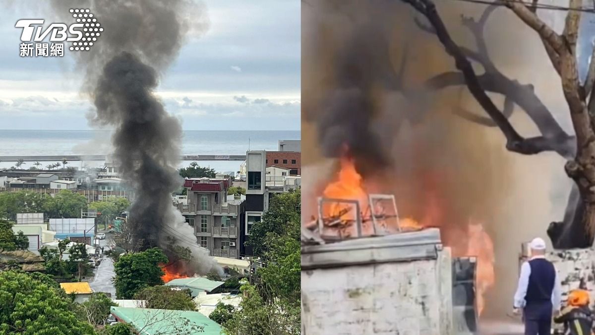 花蓮市區民宅突冒大火 爆炸聲不斷!濃濃黑煙直竄天際