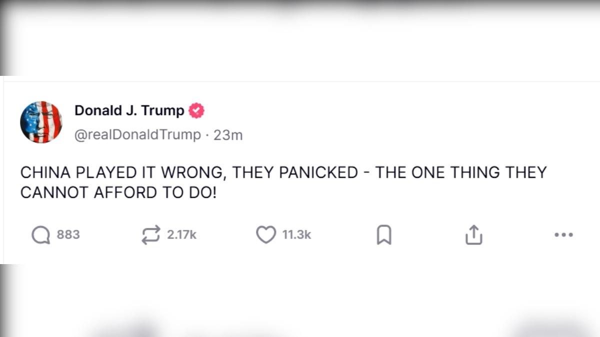 川普批中國錯估情勢。(圖/翻攝@realDonaldTrump)