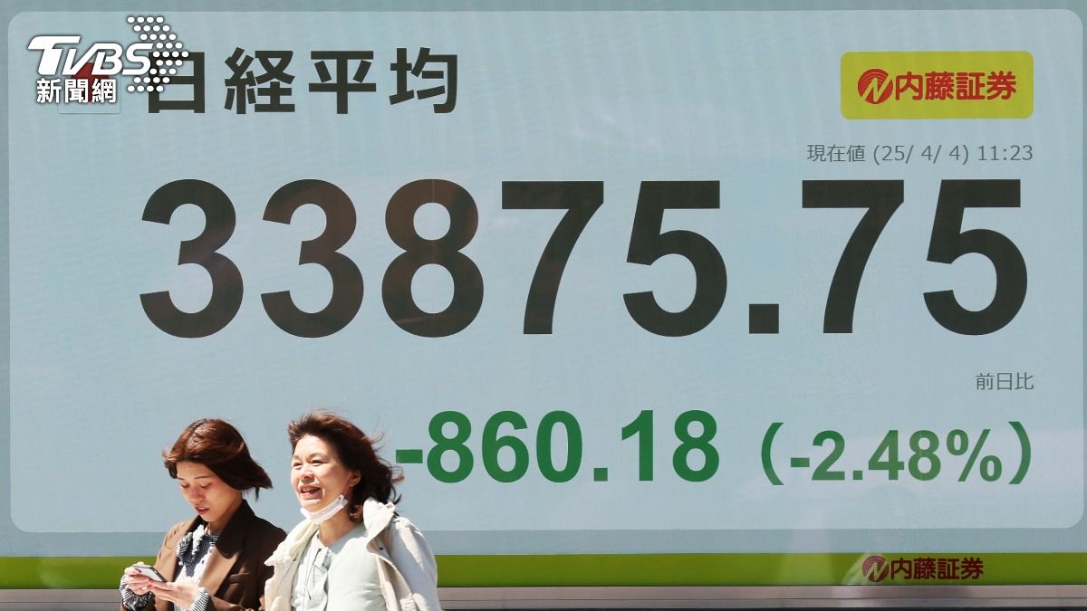 美國總統川普宣布對等關稅後，日經指數暴跌。（圖／達志影像美聯社）