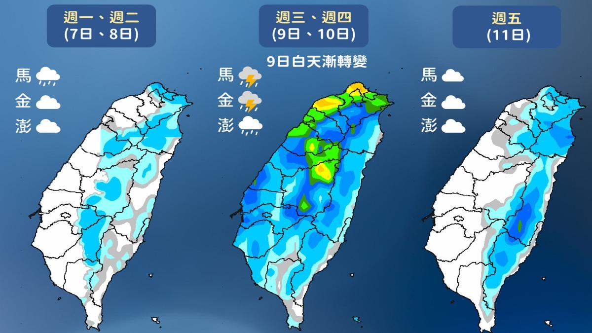 天氣/劇烈天氣要來了!鋒面挾雷雨冰雹來襲 「中部以北」雨強襲