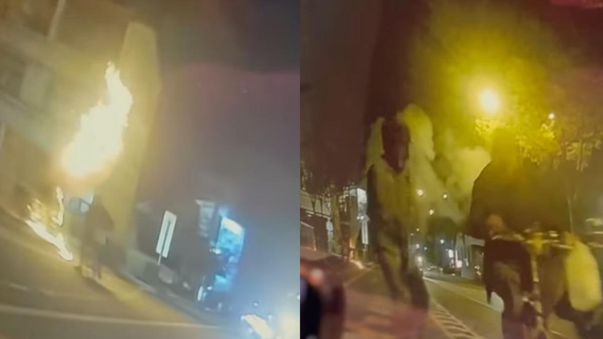 烈焰猛竄!台中街友酒後心情差 縱火燒花圃留爛攤子溜了