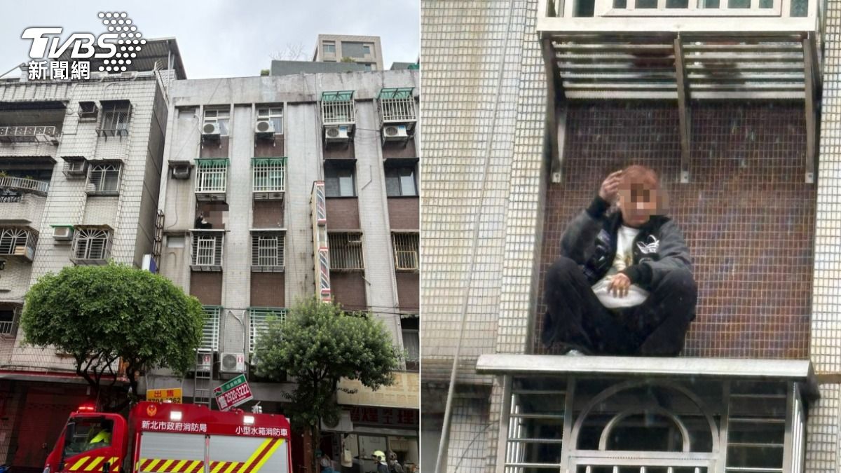 愛貓躲公寓4樓外牆！飼主爬招牌搶救受困雨遮　警消架梯救人