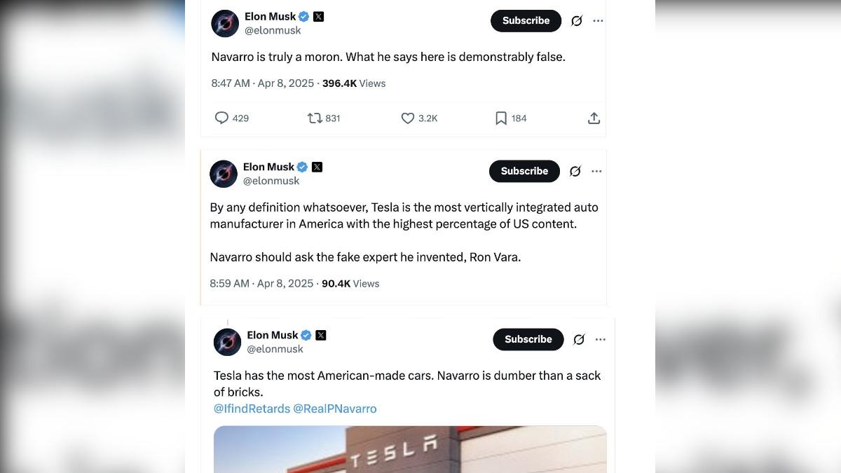 馬斯克連續在X上批評納瓦洛。(圖/翻攝自X@elonmusk)