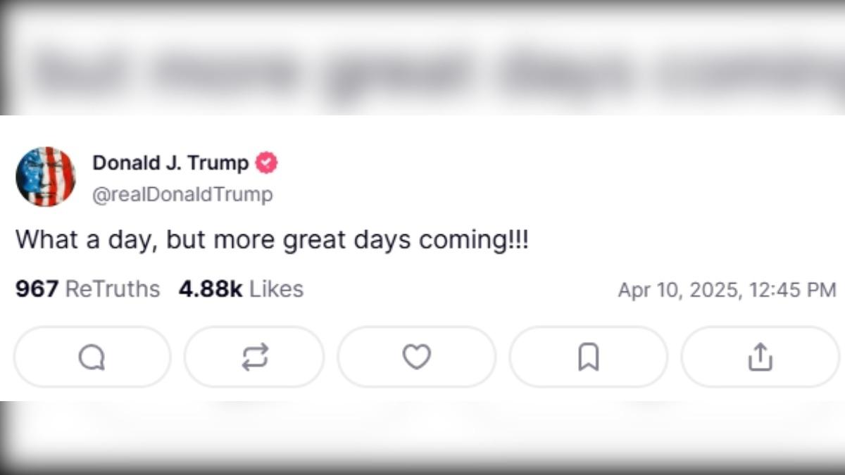 川普疑似睡覺前再發文稱讚今天很棒。（圖／翻攝@realDonaldTrump）