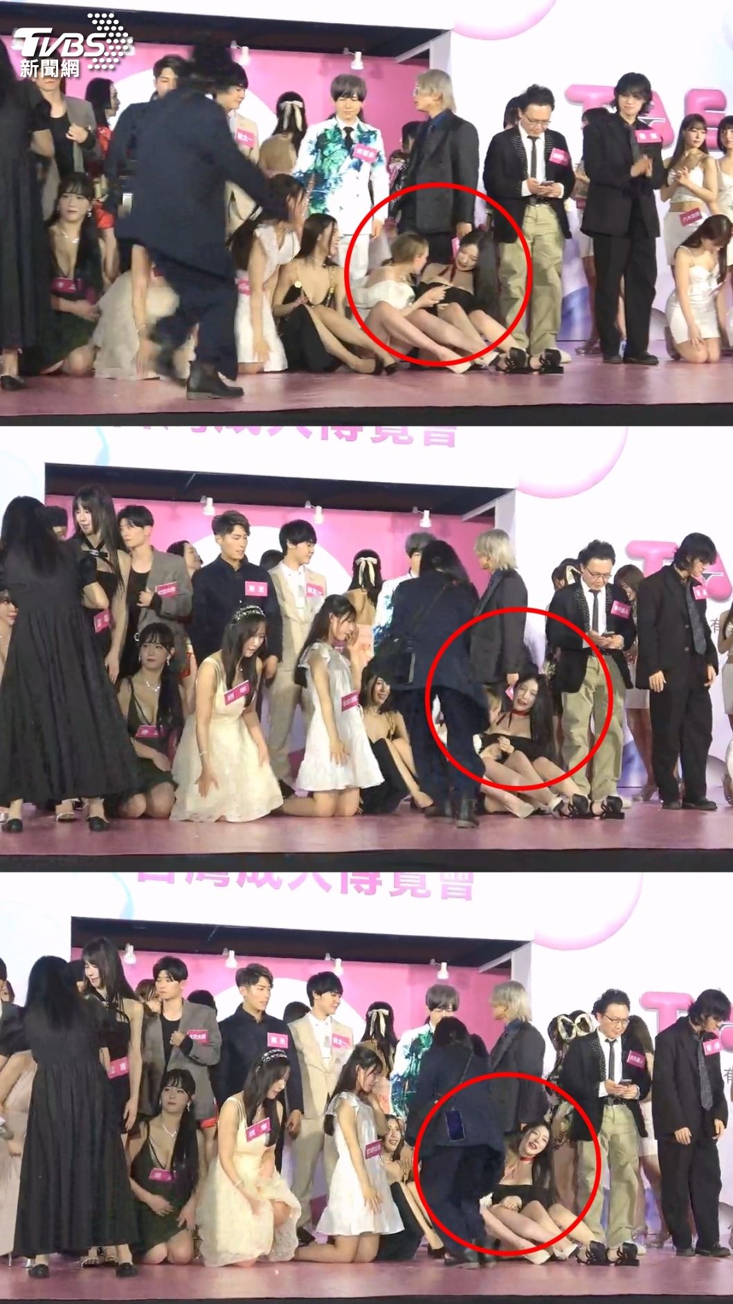 Melody Marks可愛又豪放,當眾把臉埋入其他女優胸口。(圖/張哲鳴攝)