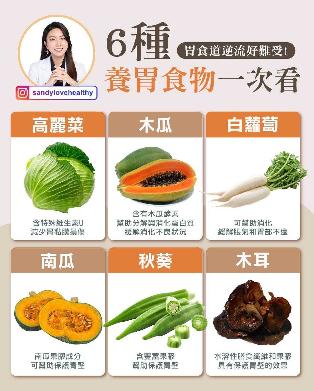6款溫和養胃食物一次看。（圖／翻攝自愛健康營養師 珊珊臉書）