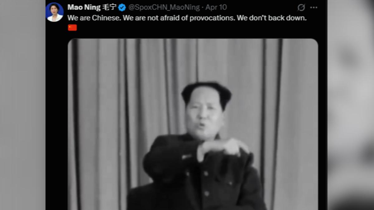 大陸外交部發言人毛寧,近日引用前中共領導人毛澤東在韓戰時期的談話影片,表示「要打多久就打多久,一直打到完全勝利」。(圖/X@Mao Ning毛寧)