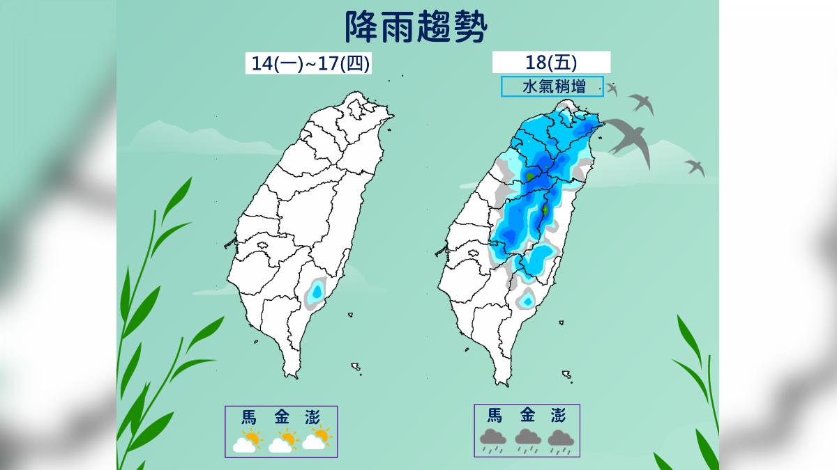 降雨趨勢。（圖／氣象署）