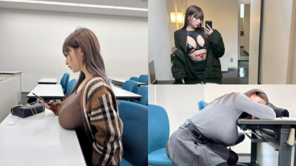 「I罩杯」女優引退回歸校園!巨物放桌上 中空裝開學網暴動