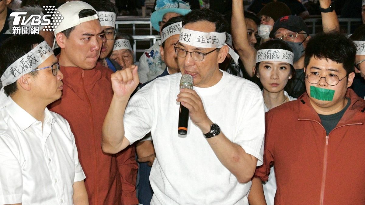 國民黨主席朱立倫號召民眾前往北檢抗議。(圖/胡瑞麒攝)