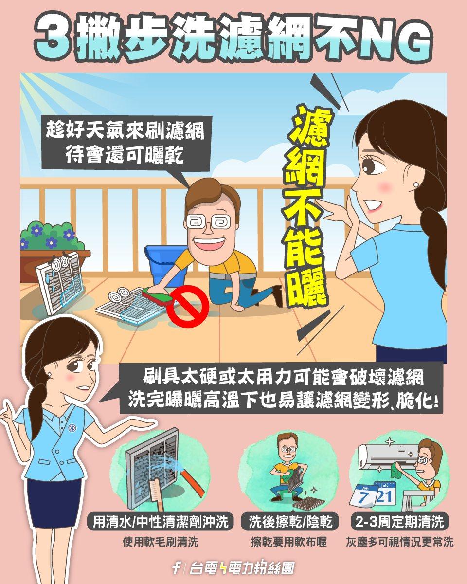 3招清洗濾網不NG。(圖/翻攝自台電電力粉絲團臉書)