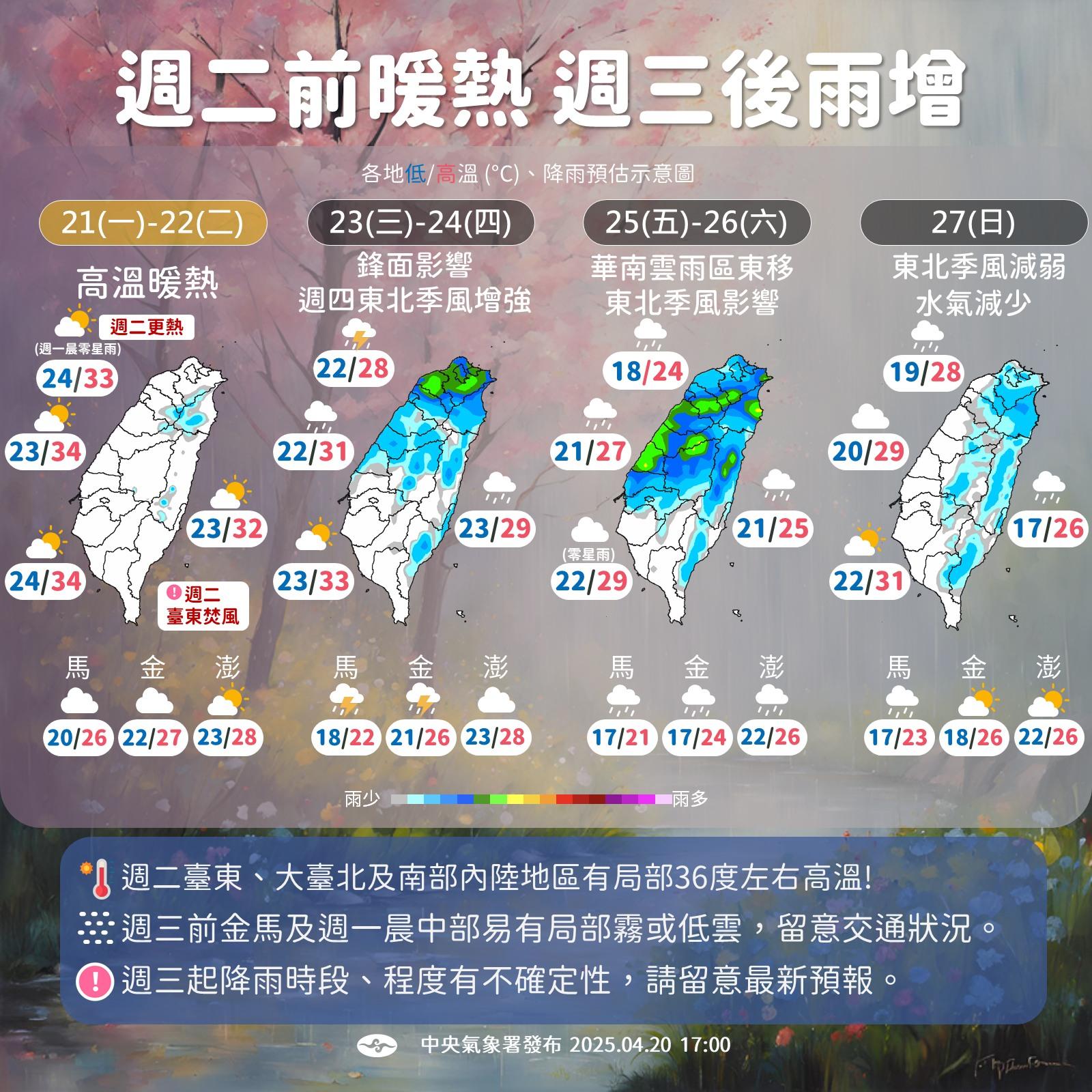 週三開始大變天。(圖/氣象署)