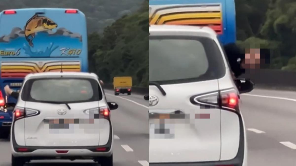 國道上副駕探半身、駕駛伸腳全被錄 網轟:沒坐過車的狗?