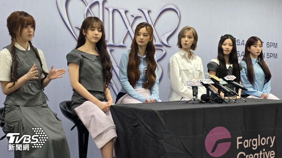 Haewon(右起)、Kyujin、Bae、Sullyoon、Jiwoo、Lily。(圖/羅子欣攝)