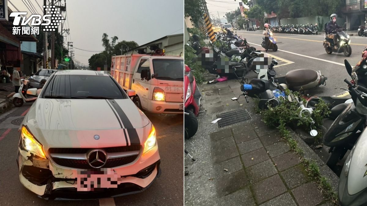 新北媽無照開賓士!她轉頭罵孩子 下秒失控連撞15機車