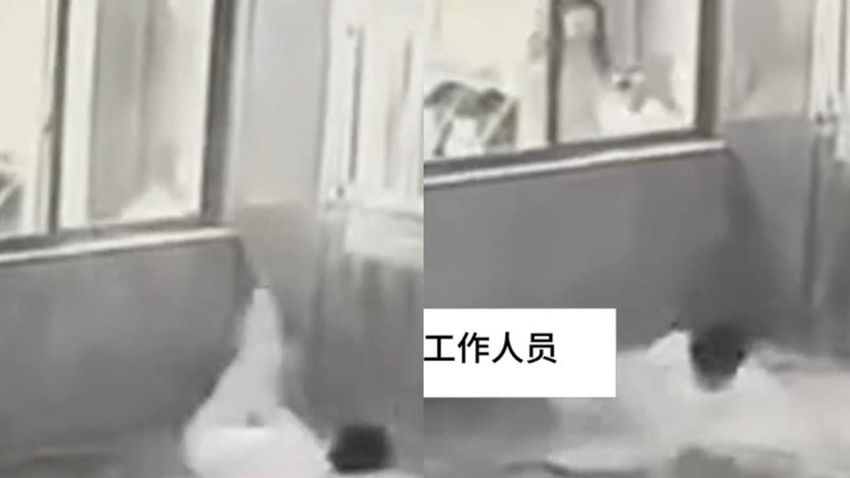 中國大陸-情侶吵架-撞破窗-一樓