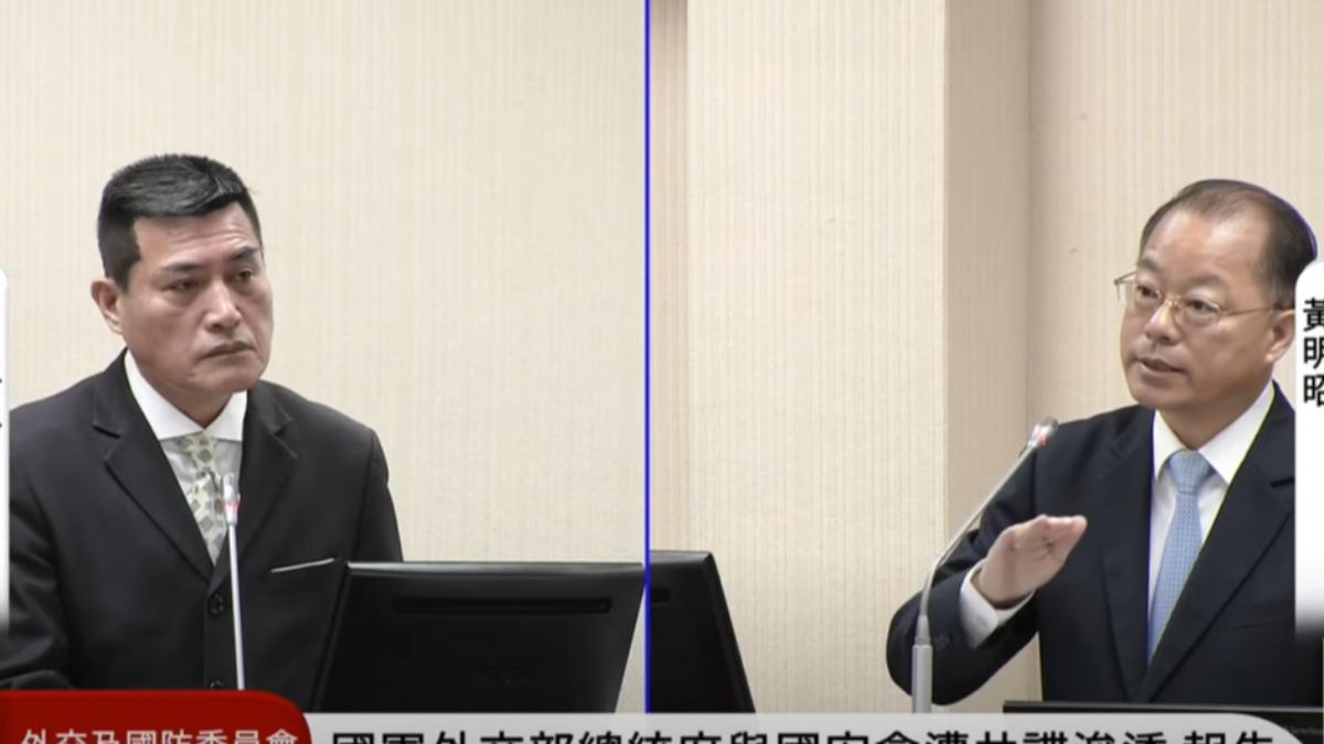 國民黨立委黃仁（左）、國安局副局長黃明昭。（圖／立法院議事轉播頻道）