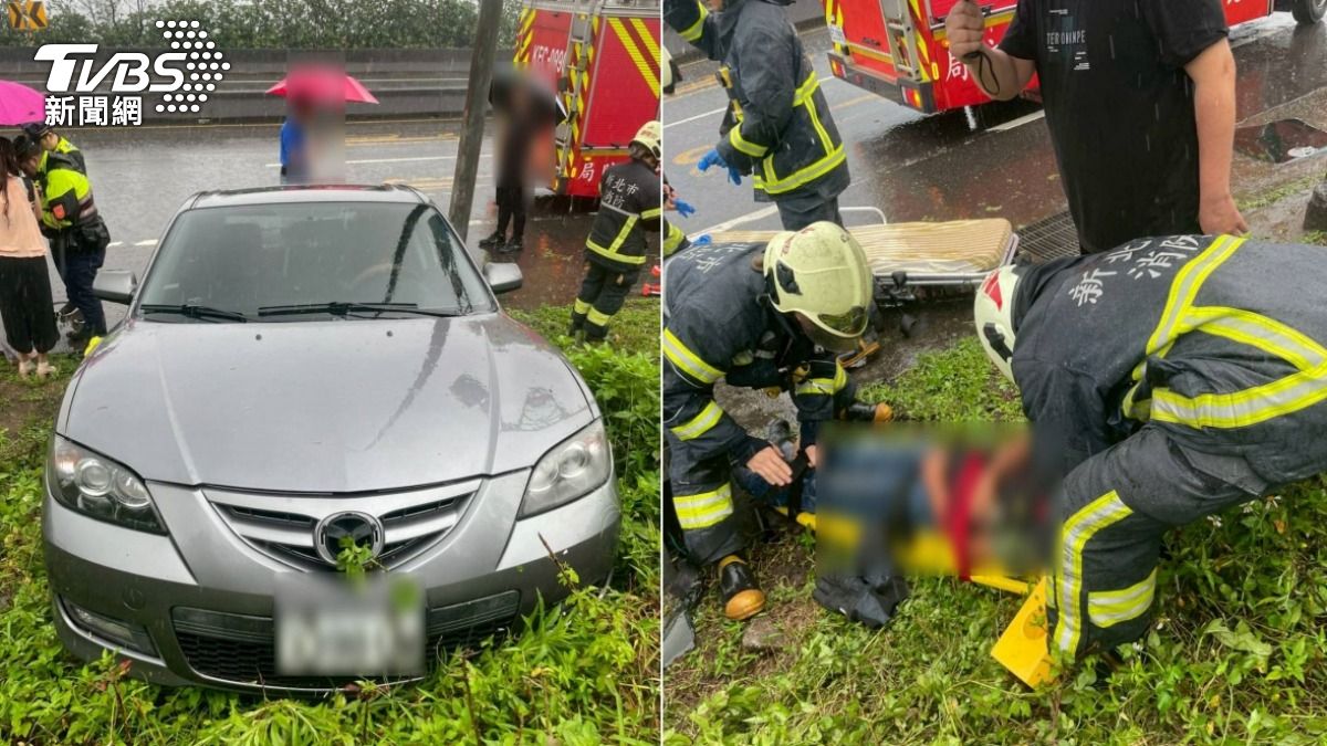 台2線驚魂!小轎車車不明原因自撞 30歲駕駛一度受困獲救