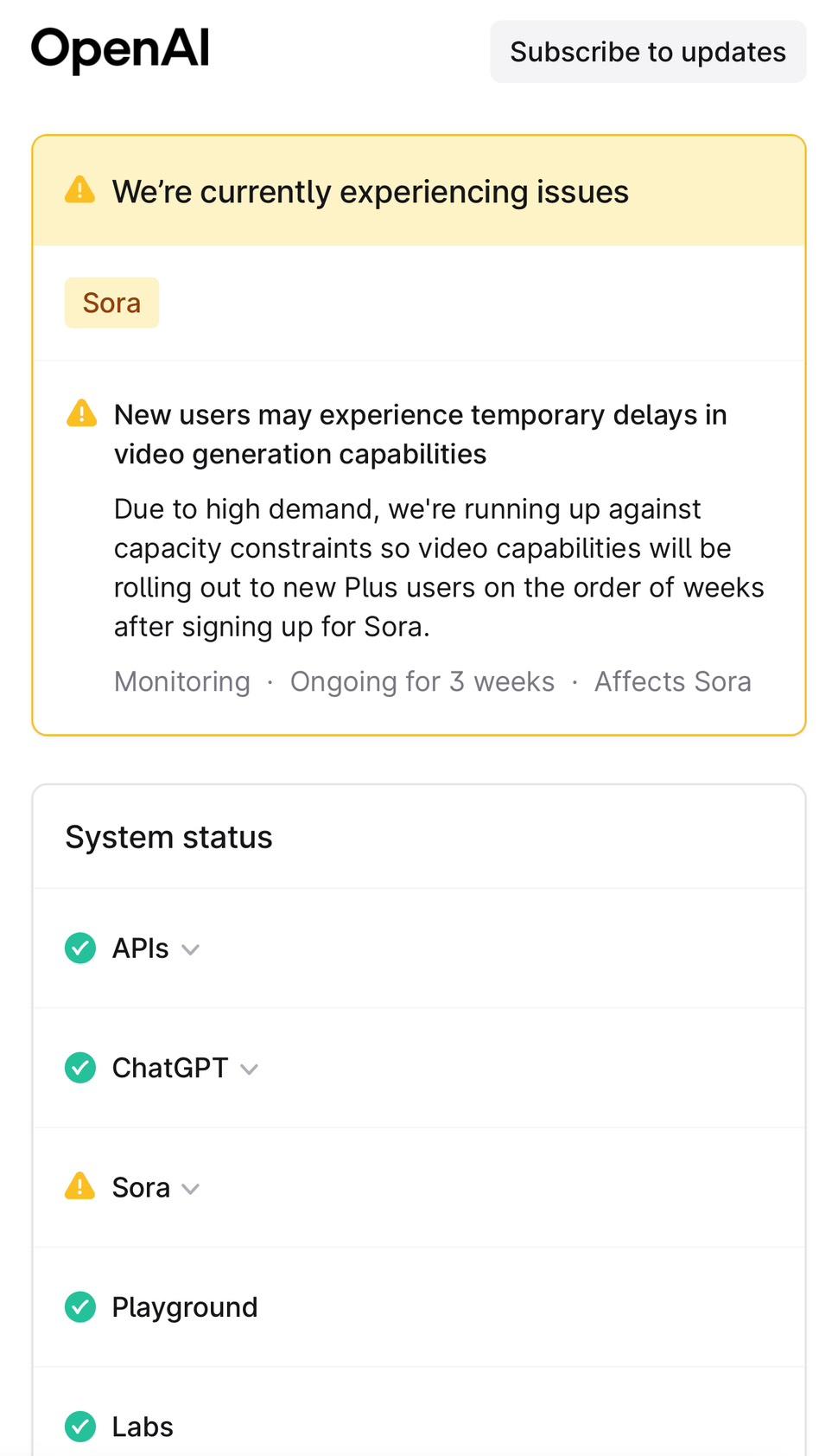 ChatGPT未出現重大問題。(圖/翻攝自OpenAI)