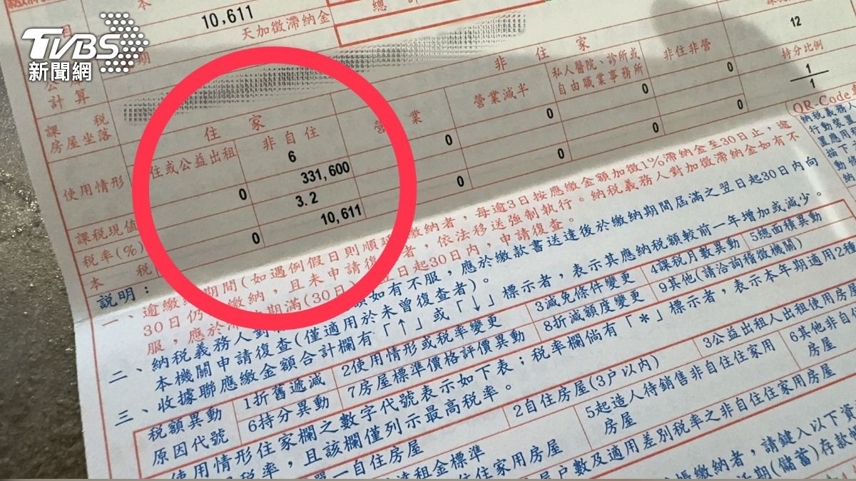 收房屋稅單嚇死!7年房稅金3萬變6萬 一查變成「非自住」