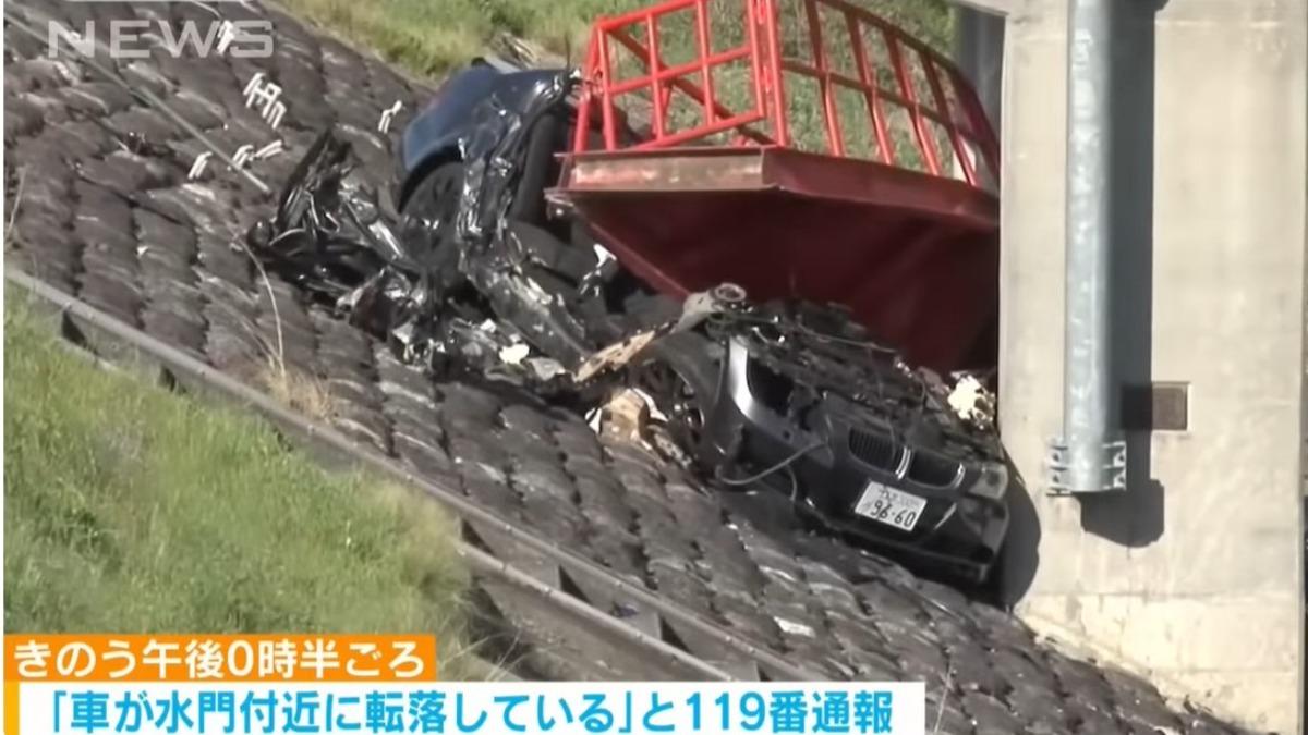 日長野4學生午休駕車外出 疑「失控衝下堤防」車撞爛全遇難