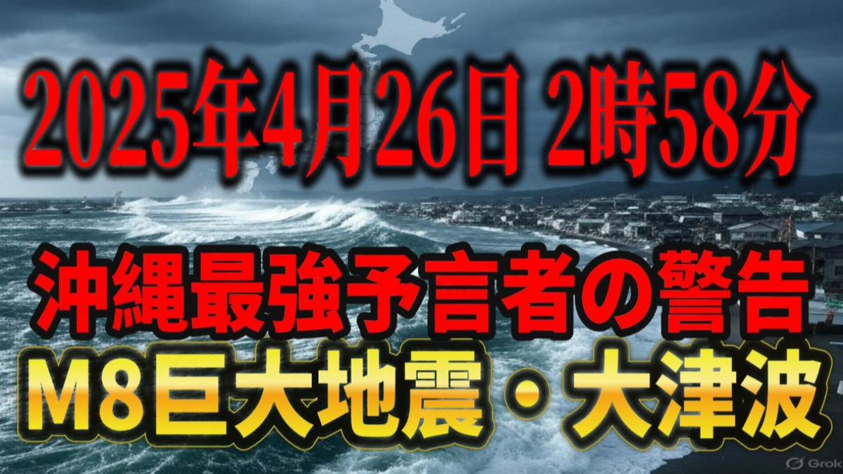 沖繩靈能者金城保表示，4月26日14時58分東京灣北部將發生規模8.3大地震。（圖／翻攝自X）