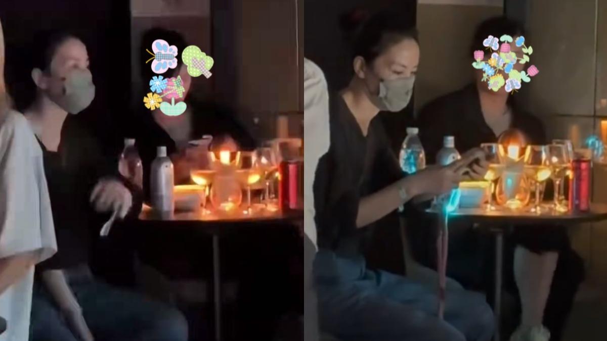 王菲相當低調,和女友人坐在角落享受演唱會。(圖/翻攝自小紅書)