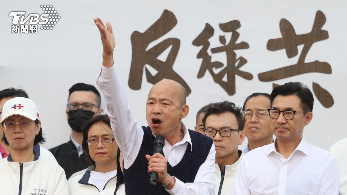 立法院韓國瑜出席「反綠共 戰獨裁」集會。（圖／華子琛攝）