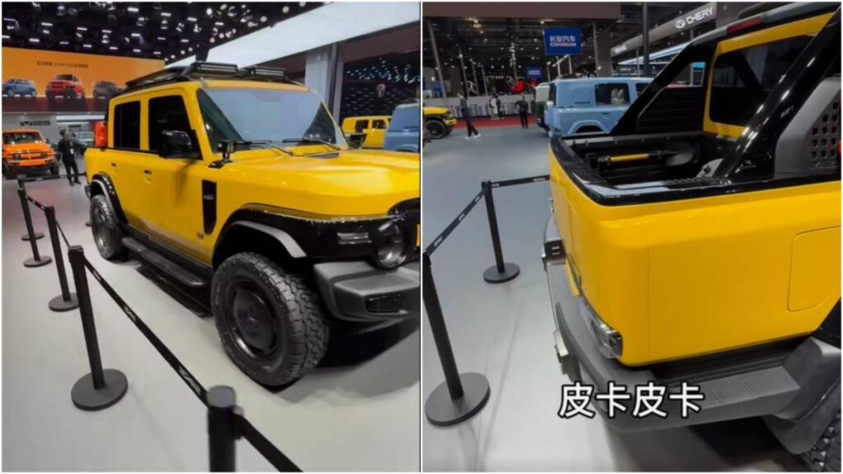 直接仿效皮卡丘的黃黑配色的皮卡車,主持人蘇宗怡看見後也覺得原廠相當有創意。(圖/地球黃金線)
