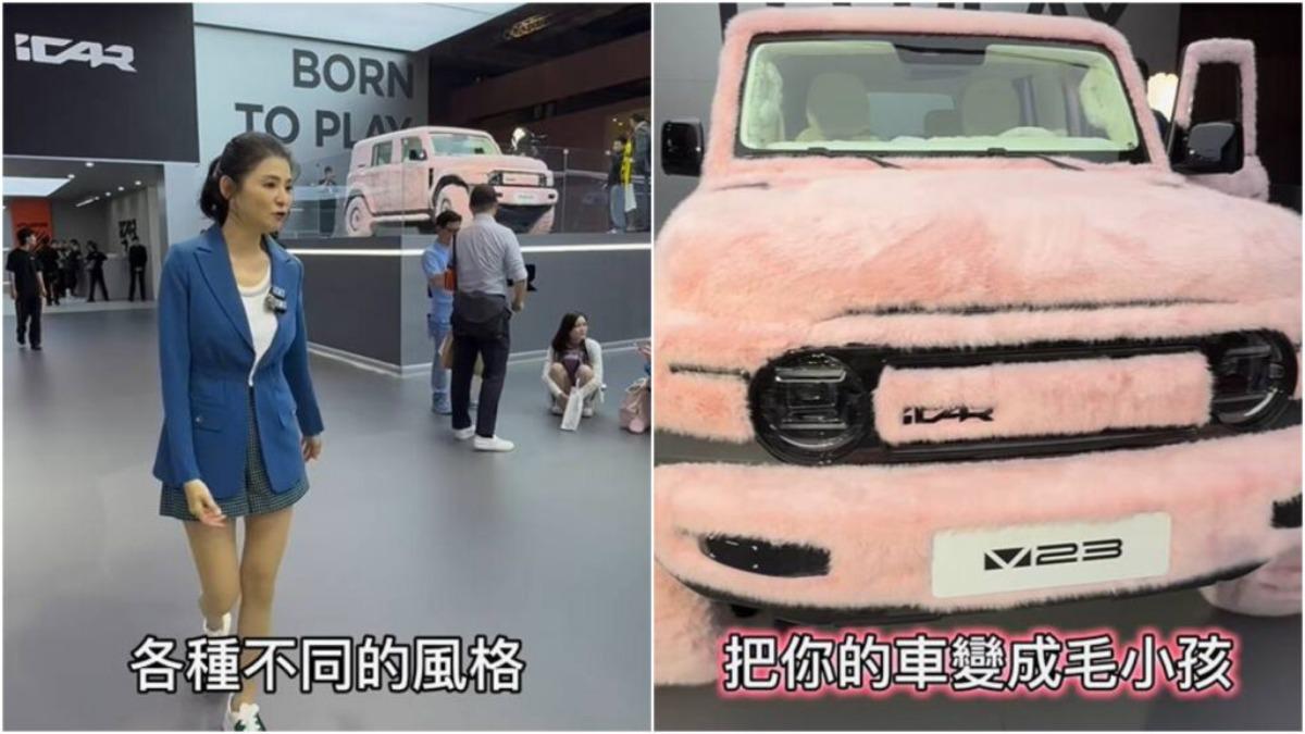 在主舞台上方展出的粉紅毛小孩版本。(圖/地球黃金線)