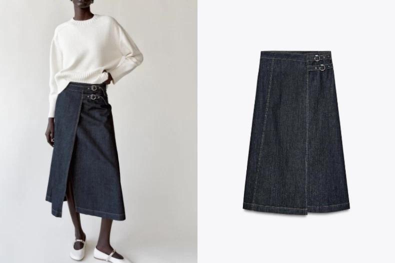 ZARA Z1975系列交叉牛仔短裙。(圖/ZARA提供)