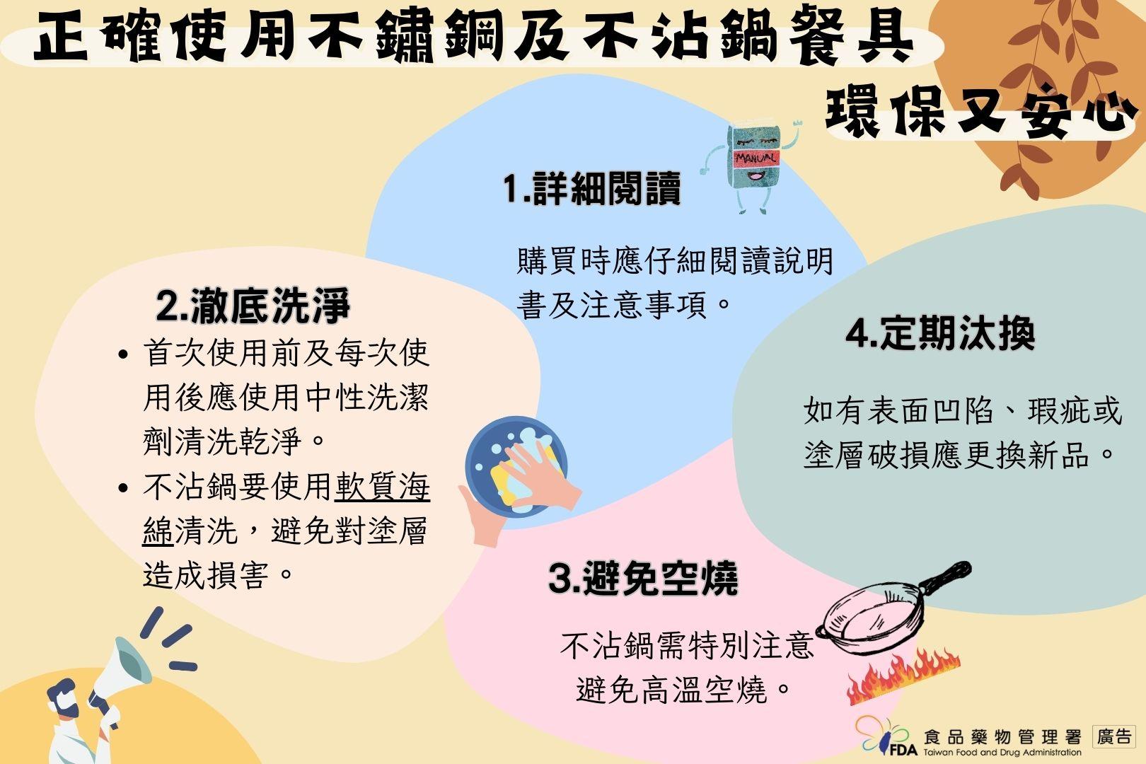 食藥署公布使用不沾鍋須注意4件事。(圖/翻攝食藥署網站)