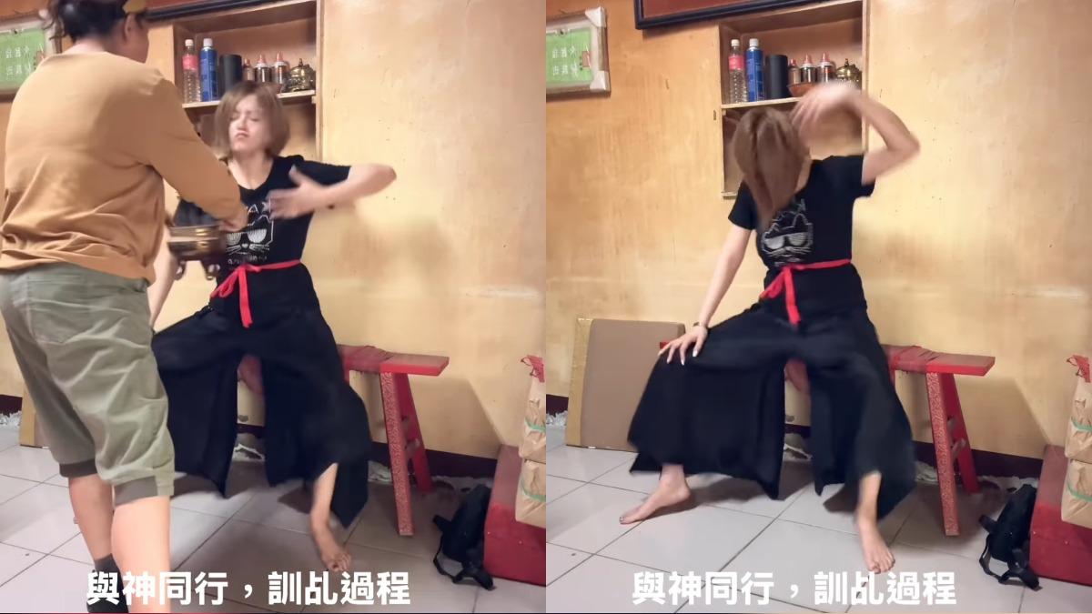 李妍瑾在社群平台分享自己「與神同行」的訓乩過程。（圖／翻攝自李妍瑾IG）