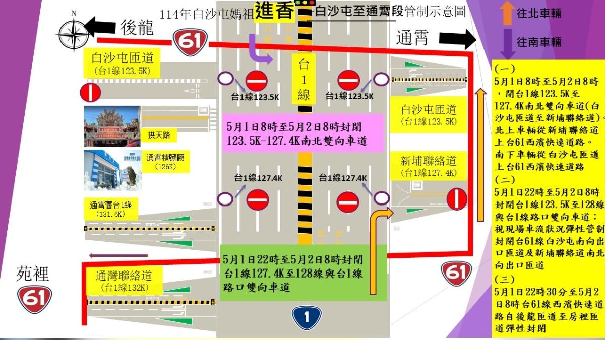 白沙屯至通霄段交管。(圖/警方提供)