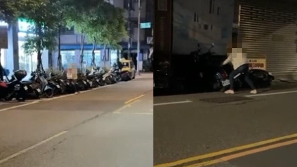 心情差！中壢女「怒推倒34輛機車」　苦主崩潰：後照鏡全碎