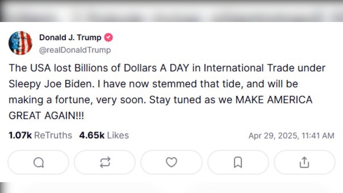 川普發文抨擊拜登。(圖/翻攝自 @realDonaldTrump)