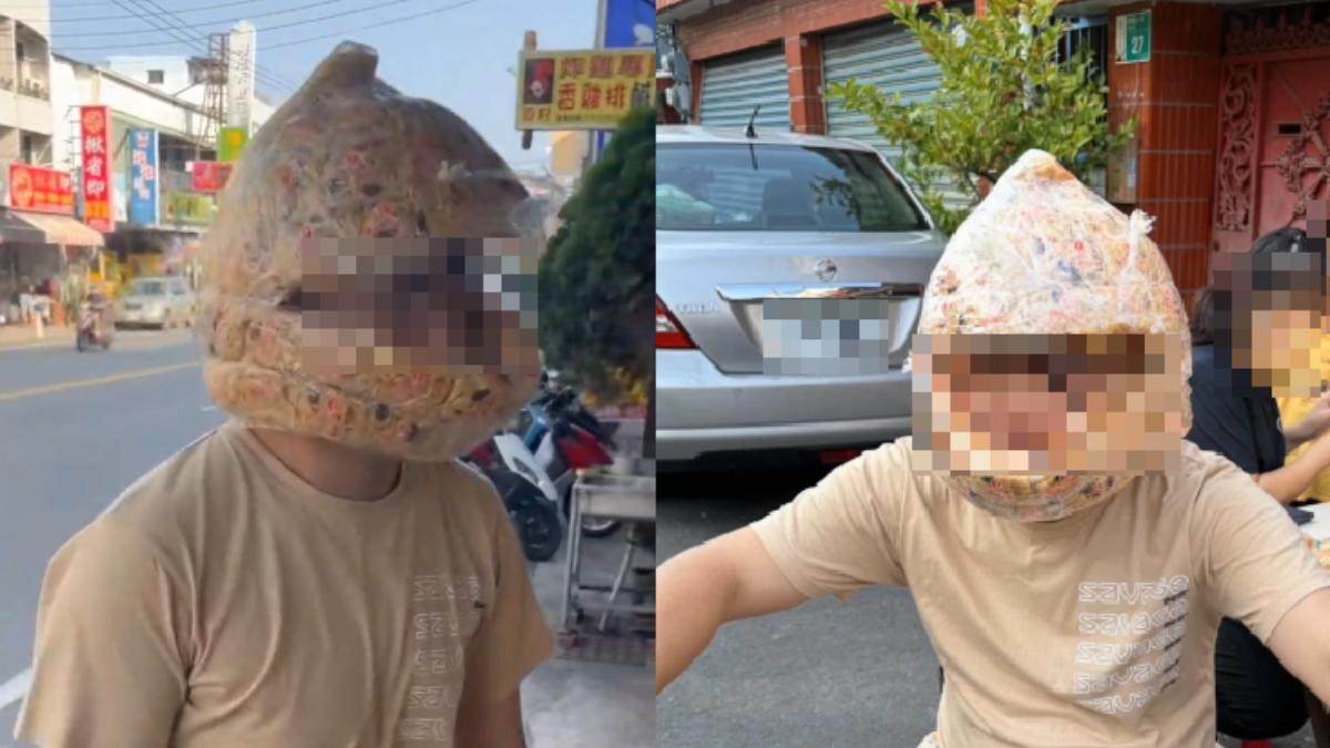 連安全帽都是甜的!台南男自製「全罩沙琪瑪」上路 警出手了